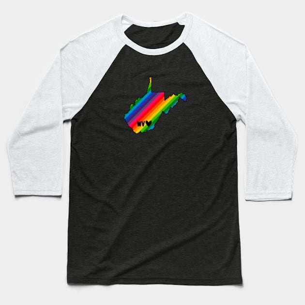 USA States: West Virginia (rainbow) Baseball T-Shirt by LetsOverThinkIt